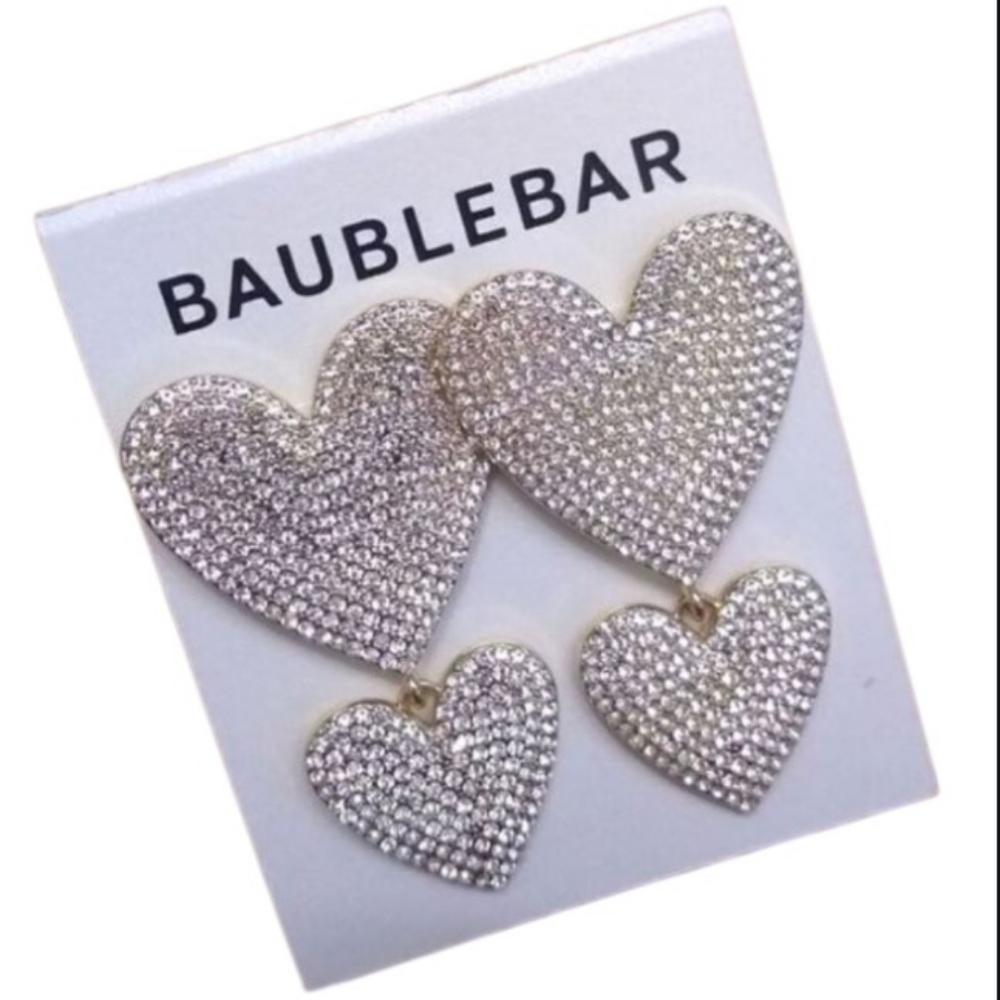 Baublebar Crystal Pave Double Heart Dangle Earrings